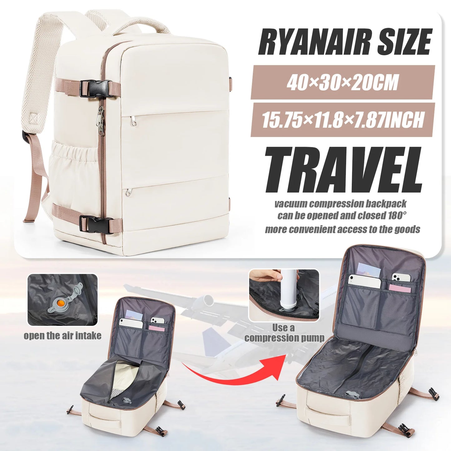 Sac à Dos Voyage Cabine Avion 40x30x20 — Ordinateur 15,6" Loisirs Homme