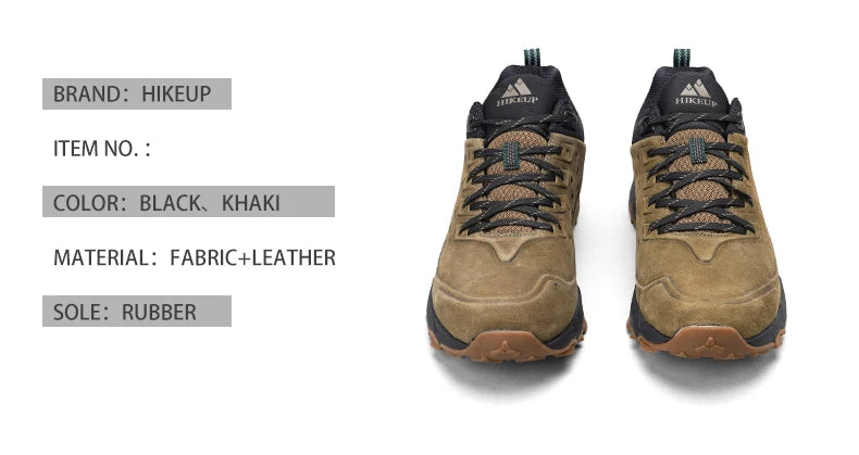 HIKEUP chaussures de randonnée pour hommes Sports de plein air Camping chasse marche chaussure daim cuir véritable respirant Sneaker antidérapant