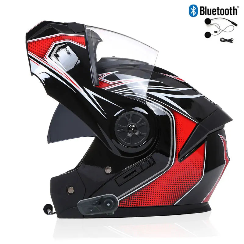 Casque Moto Bluetooth Intégral Homme — Motocross Rabattable Certifié DOT