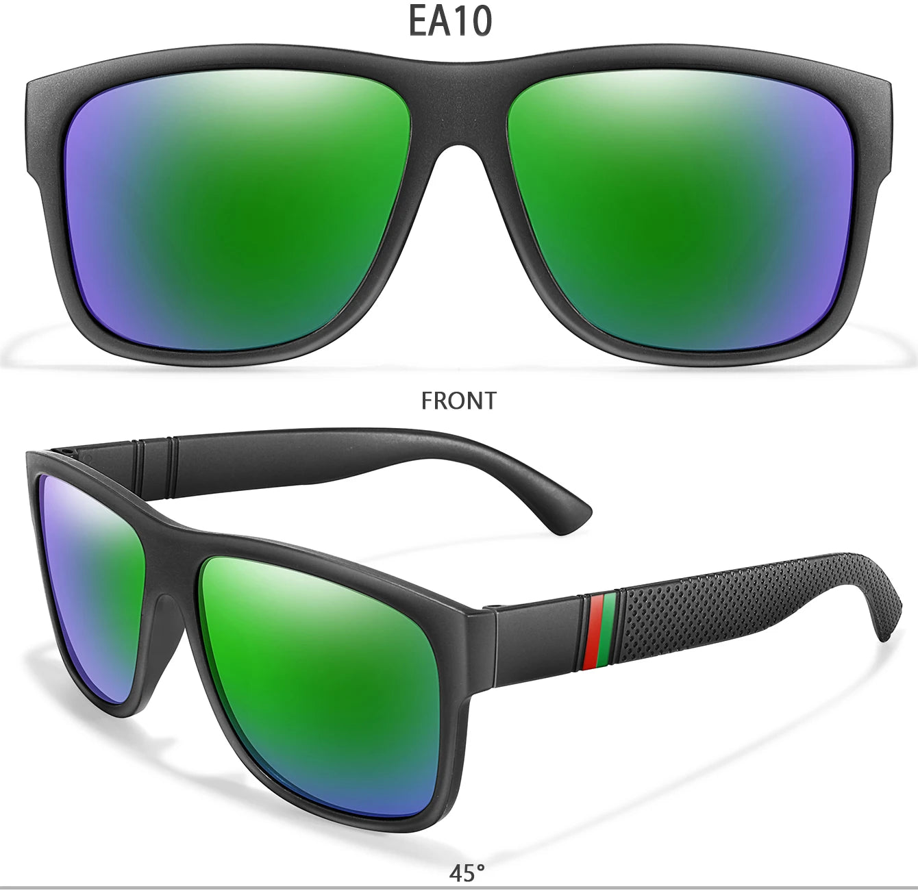 Lunettes de soleil polarisées carrées pour hommes, marque classique, pour la pêche, la conduite en plein air, le cyclisme, la course, Vintage, grand cadre, UV400