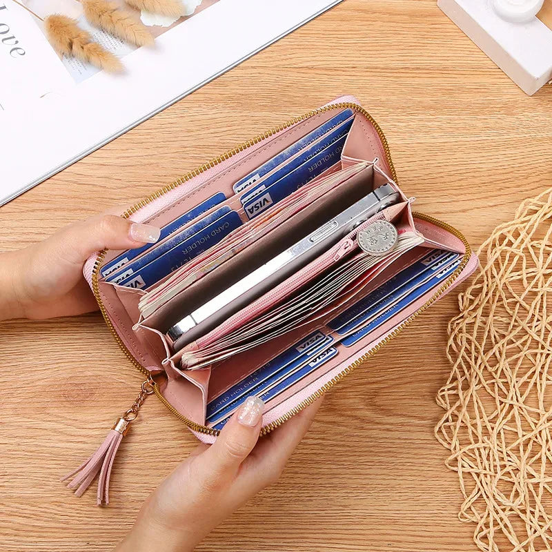 Monedero de mujer, cartera con cremallera, monedero corto para mujer, bolso de mano, cartera de cuero patchwork para mujer, tarjetero, cartera para teléfono