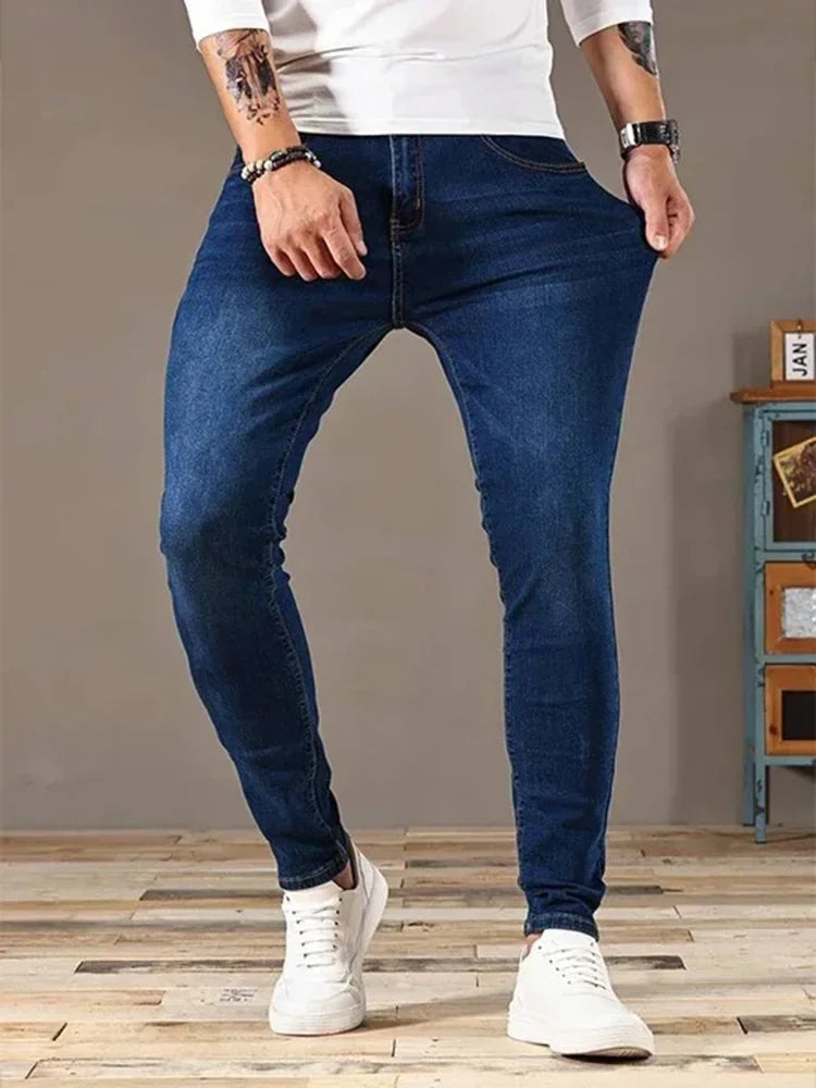 Jean Skinny Décontracté Homme — Polyvalent Coupe Ajustée Poche