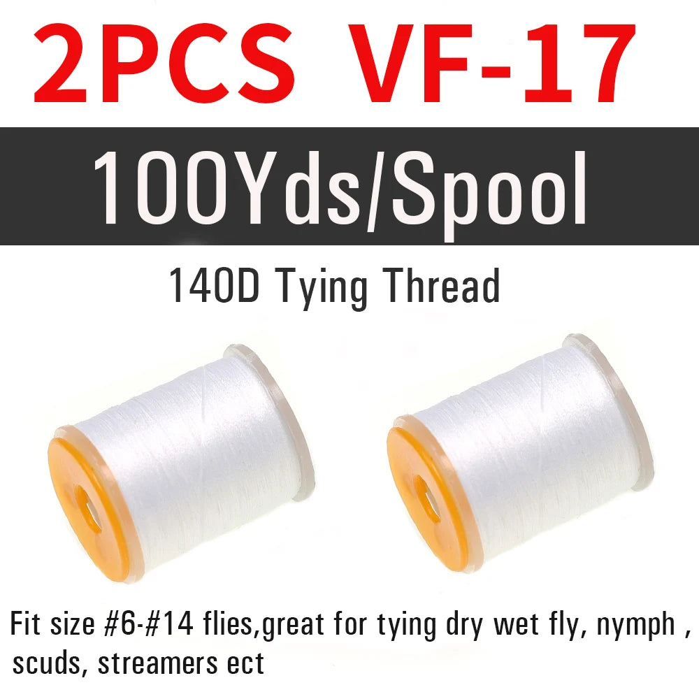 2 pièces de fil à nouer pour la pêche à la mouche 140D # 6~ # 14 Nymphes sèches et humides, Matériel de montage de mouches streamer, Fil, Fixateur de bobine, Outil de montage de mouches