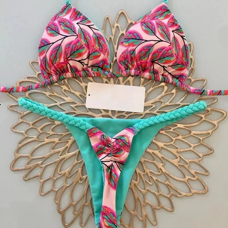Nouveau Bikini femmes maillot de bain plage vacances maillots de bain imprimé léopard Sexy Bikini ensemble maillots de bain maillot de bain string maillot de bain Biquinis