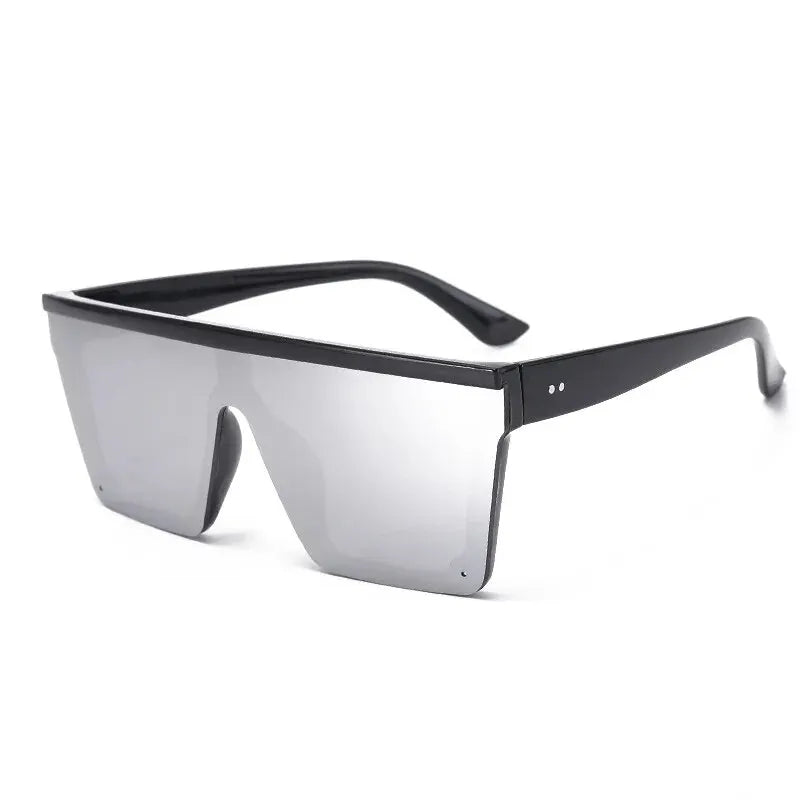 Nouvelles lunettes de soleil une pièce à grande monture, lunettes de soleil à monture carrée à la mode européenne et américaine pour femmes, lunettes colorées