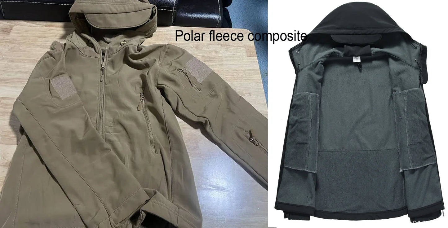 Vestes polaires SoftShell pour hommes, manteau coupe-vent à capuche, pêche, randonnée, Camping, escalade, ski, pantalons chauds, automne et hiver