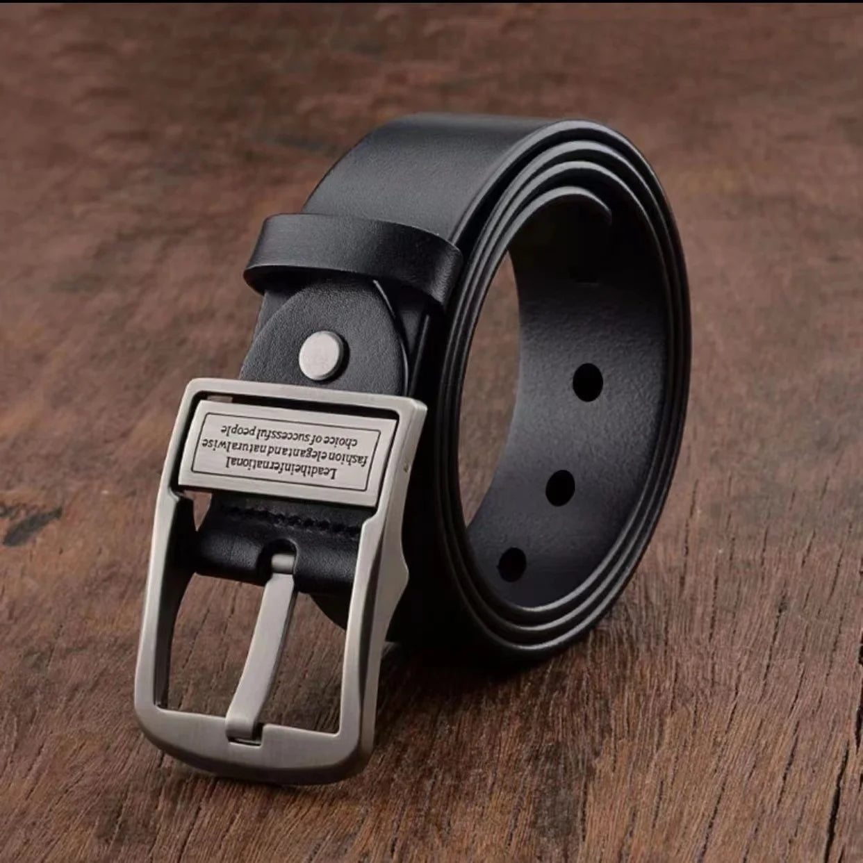 Ceinture Cuir de Vachette Homme — Broche Alliage Métallique Jeans Affaires
