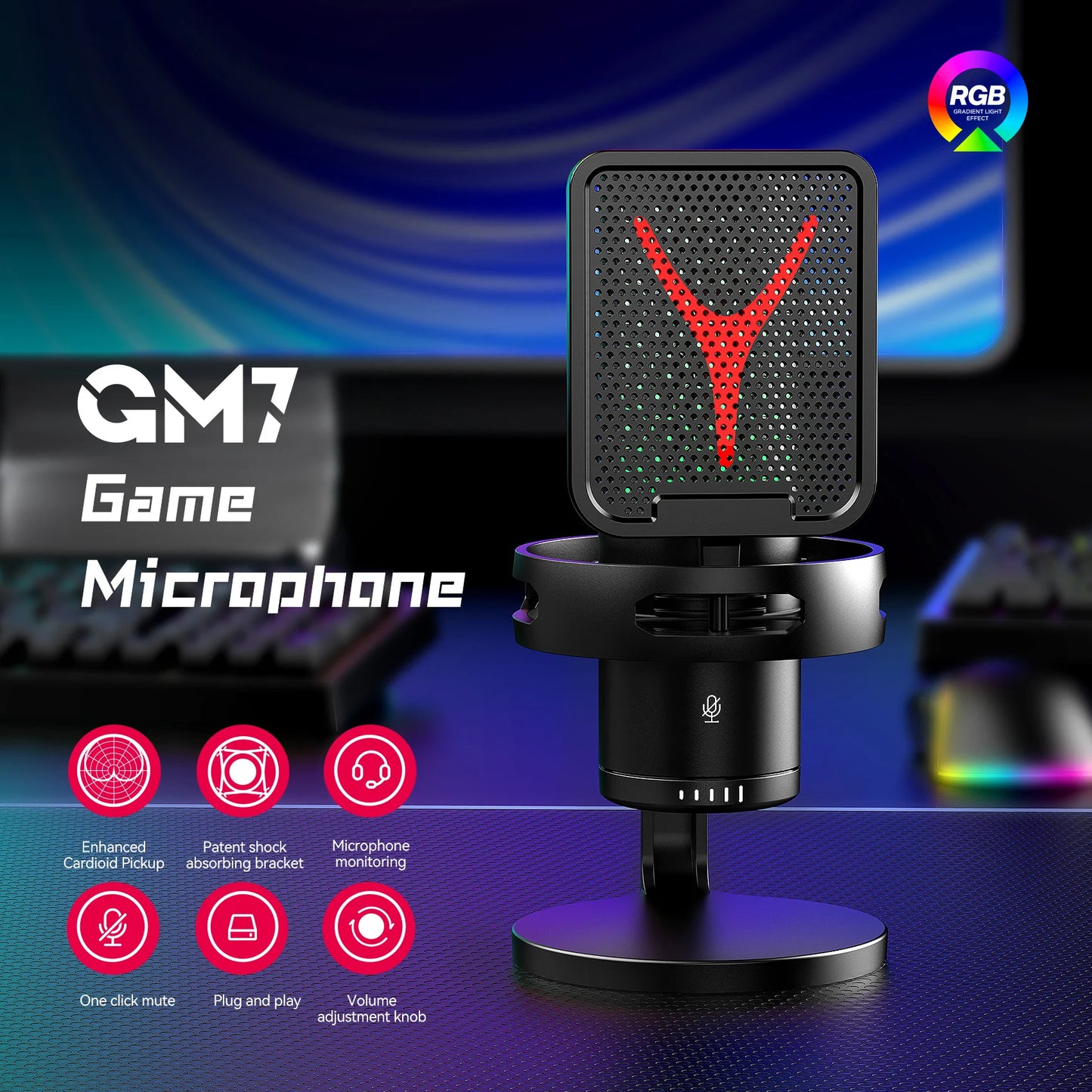 Microphone USB à condensateur pour gaming et podcast – Micro filaire pour PC, streaming et karaoké