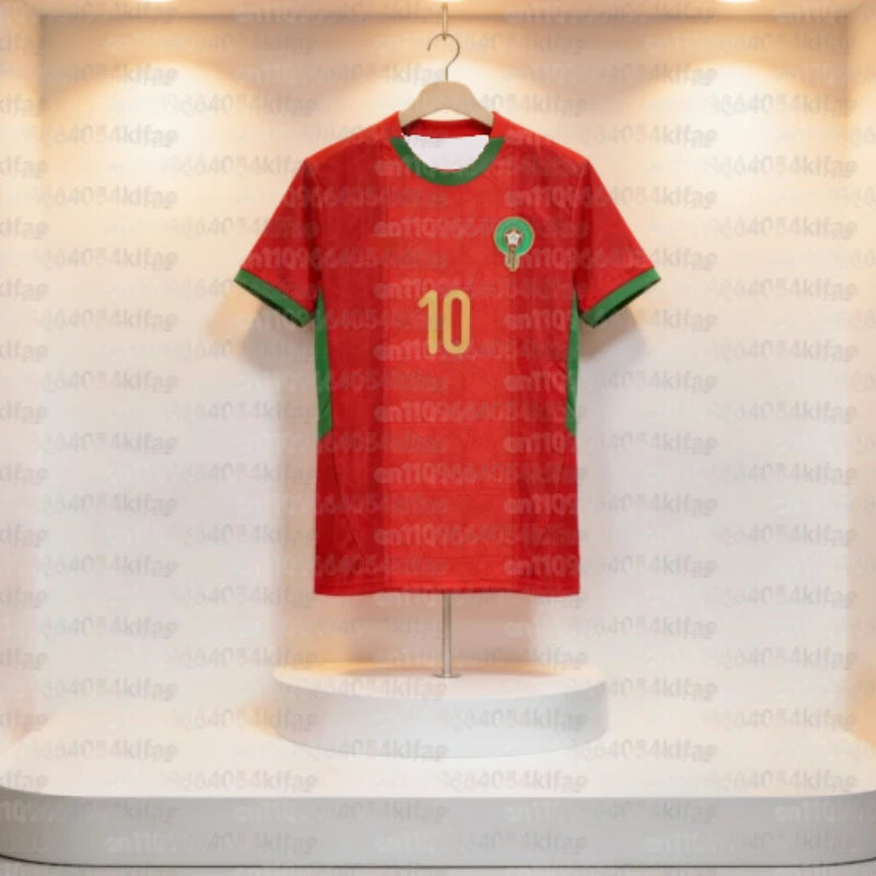 Conjunto de camisetas de fútbol de Marruecos 2025 para casa y visitante, estampado 3D, manga corta, para deportes al aire libre, camiseta para adultos y niños