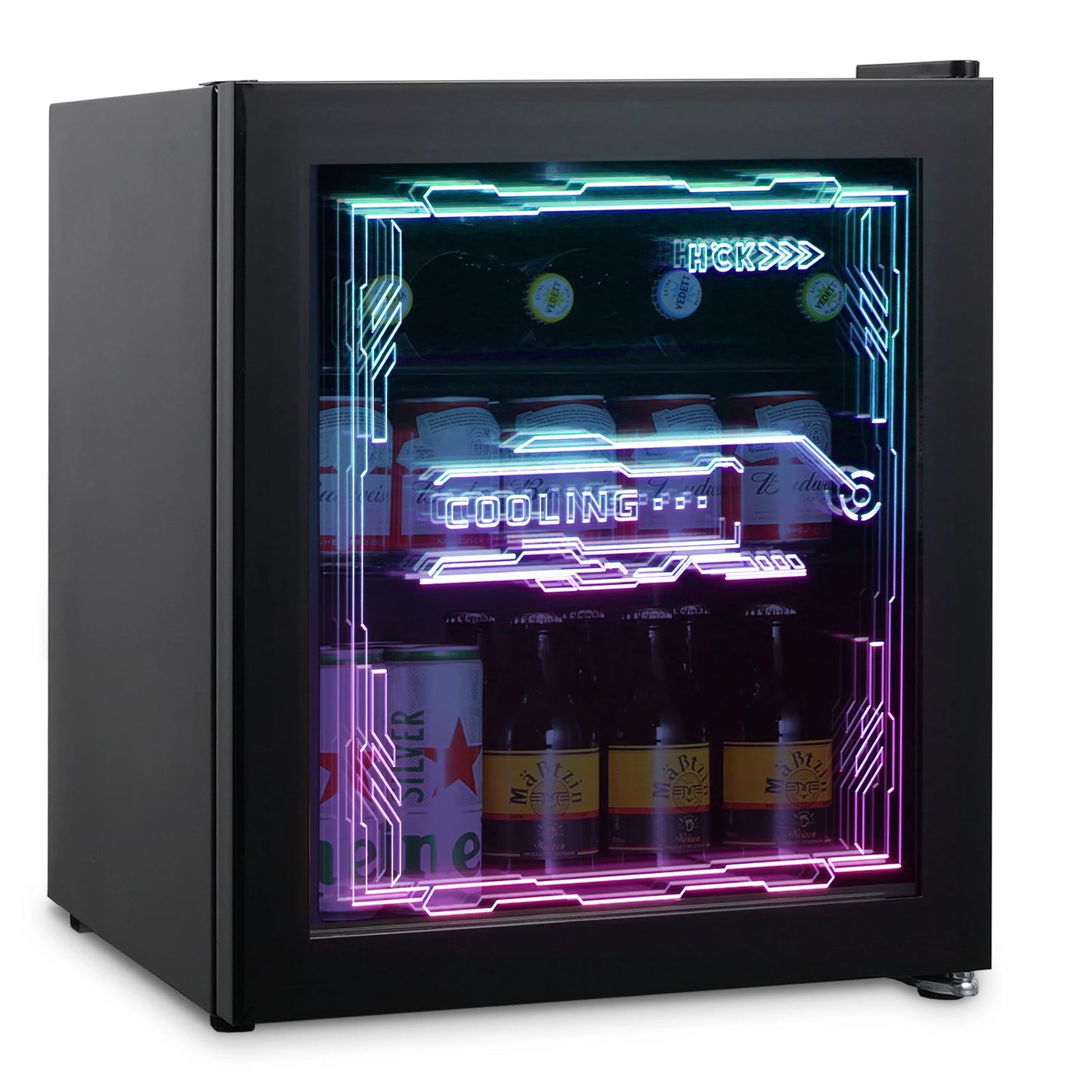 Mini frigo silencieux 48L — 0-15°C, porte vitrée transparente, mini bar, cuisine, noir