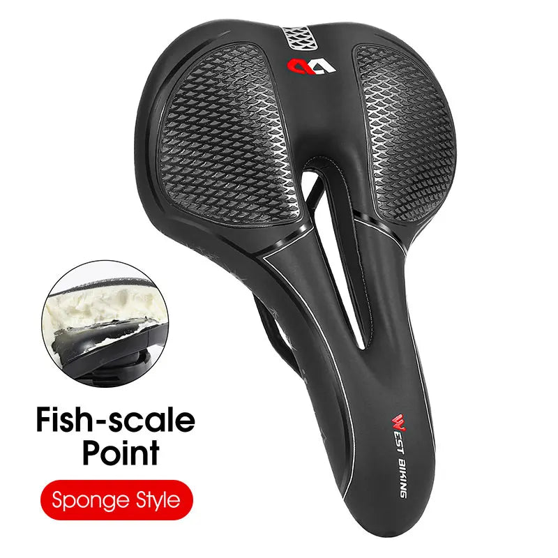 Selle vélo route et VTT en PU — respirante, souple, coussin ergonomique, course