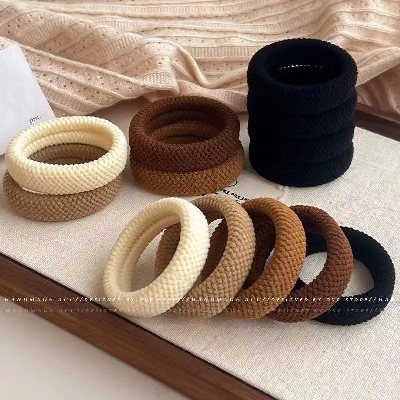 Chouchous simples et polyvalents, mélange de couleurs, haute élasticité, épais, respectueux des cheveux (couleur aléatoire), corde pour cheveux, 5/10