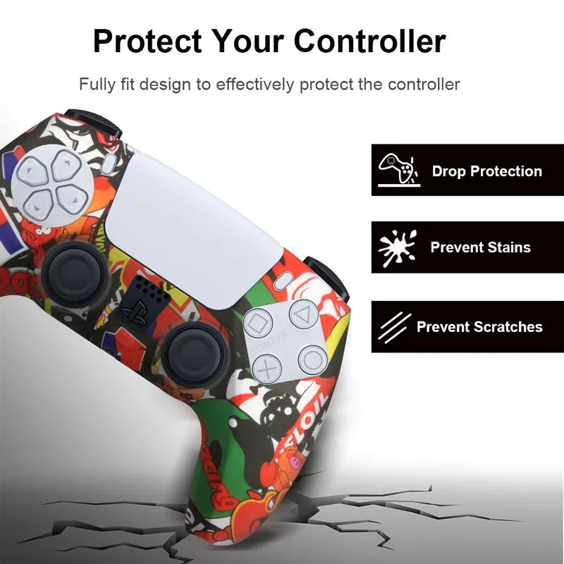 Housse de protection en silicone pour manette de jeu Slim — étui en caoutchouc antidérapant avec capuchons de poignées de pouce