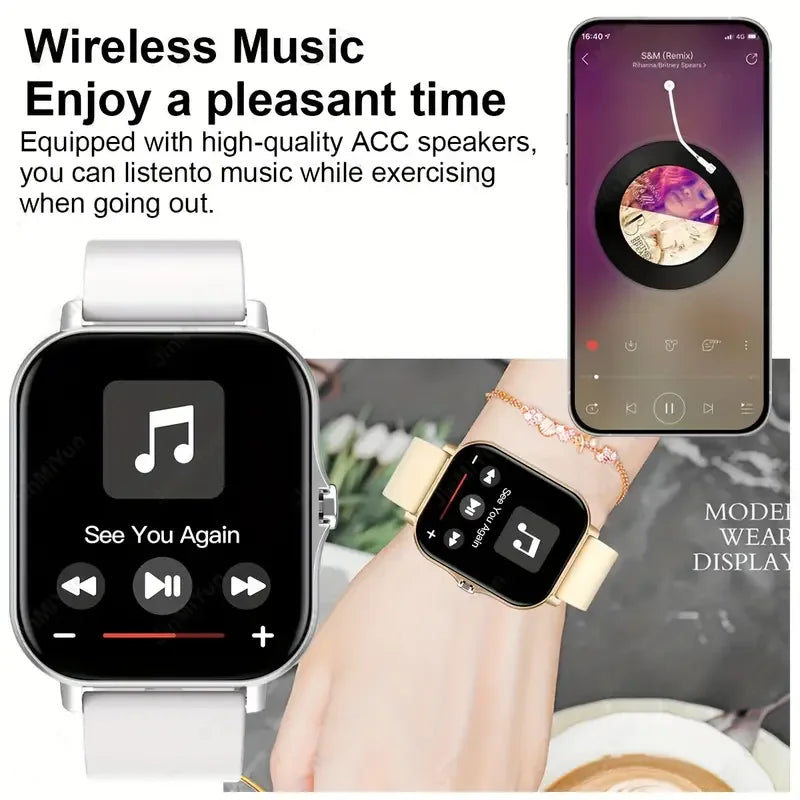 Montre Connectée 2025 Bluetooth — Oxygène Pression Artérielle Smartwatch Cadeau