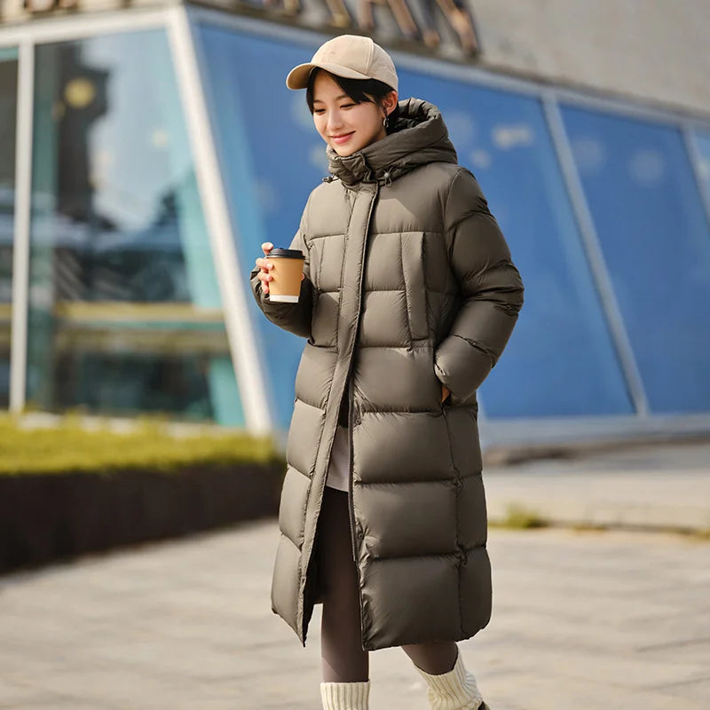 Abrigo largo impermeable de plumón para mujer Semir, nueva colección invierno 2025, abrigo holgado con capucha, abrigo de plumón sencillo para mujer