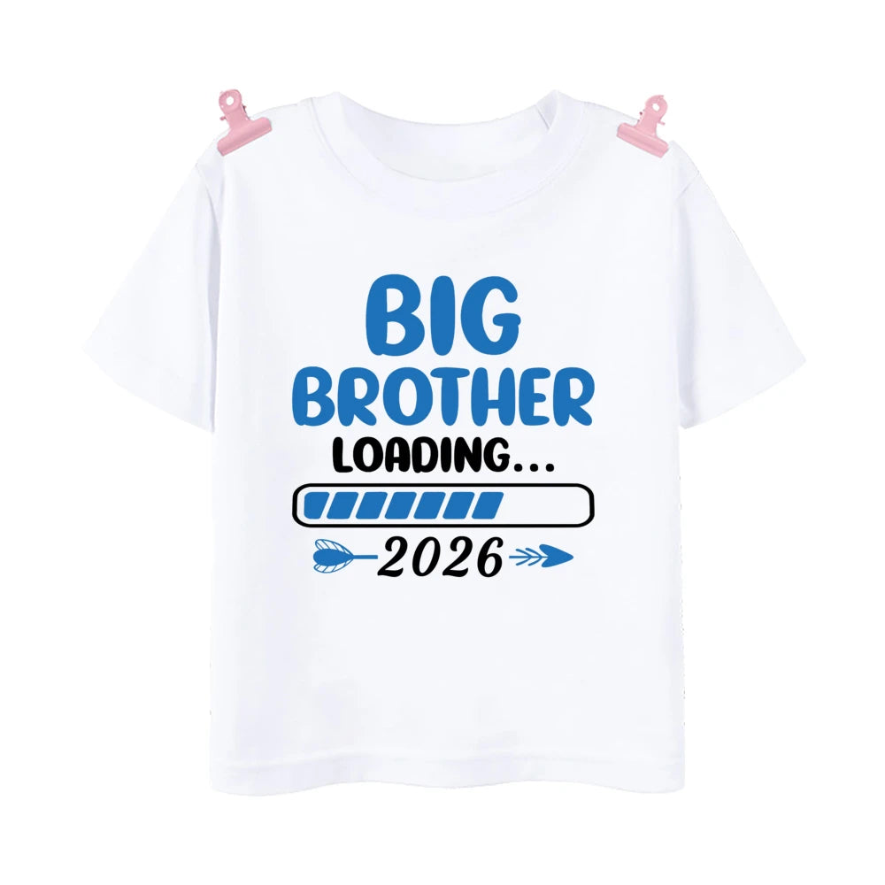 T-shirt imprimé pour enfants, tenue d'été pour enfants, chemises à manches courtes, vêtements d'annonce pour bébé, promu à Big Brother, Big Sister, 2026