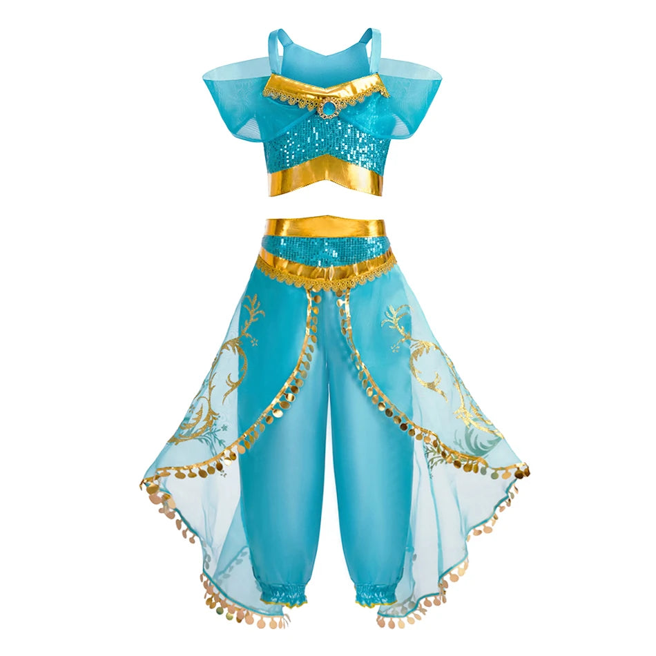 Robe de princesse arabe pour enfants — costume Halloween, carnaval, Cosplay, tenue paillettes