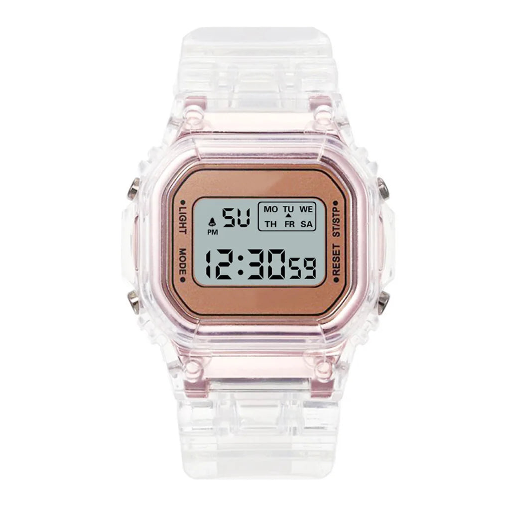 Mode enfants montre Simple LED montre numérique décontracté Transparent Sport montre électronique garçons filles horloge lumineuse montre enfant