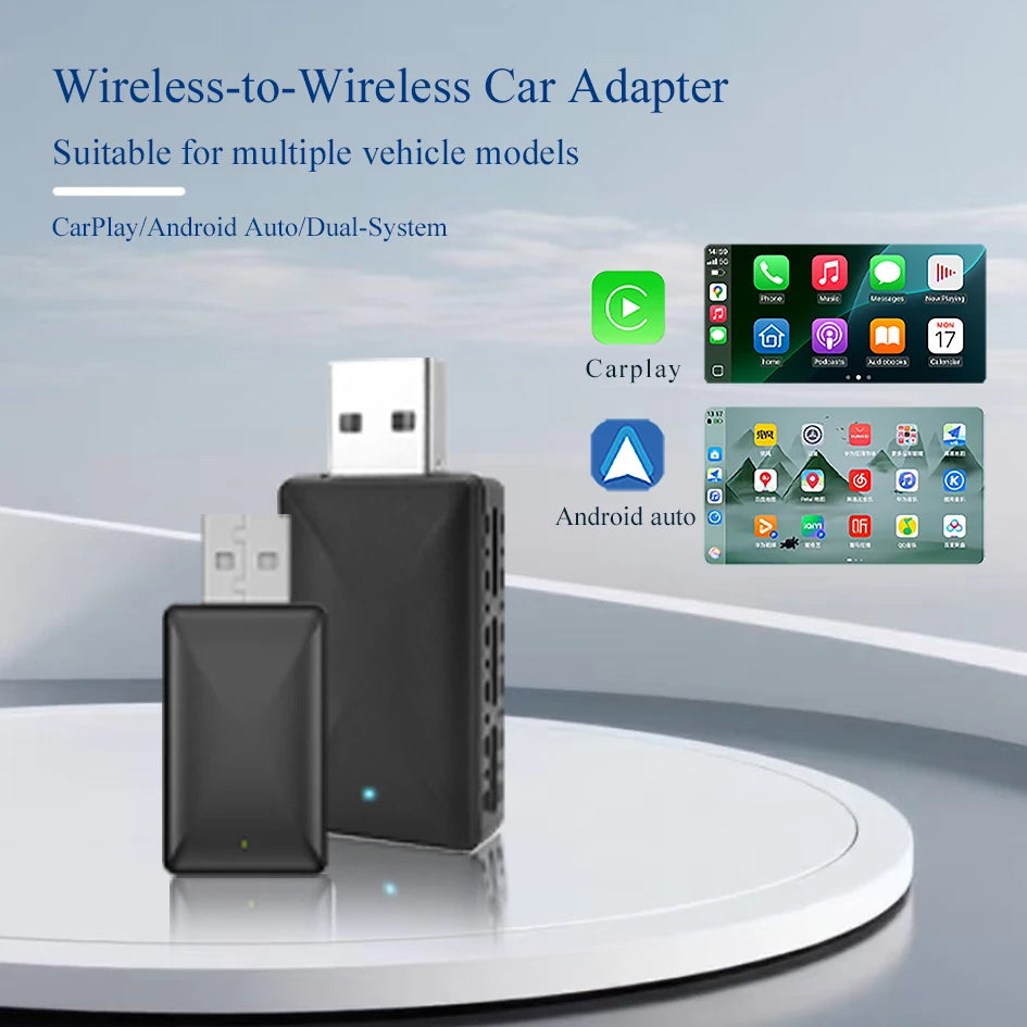 Adaptador Carplay inalámbrico 2 en 1, Android Auto, Dongle con cable a inalámbrico, caja inteligente AI, conexión automática, sistemas inteligentes para coche