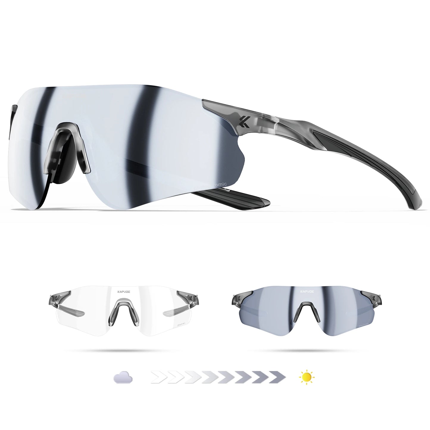 Lunettes de cyclisme et de course photochromiques Kapvoe, pour hommes et femmes, lunettes de soleil pour vélo de route, protection UV400, lunettes de sport pour la conduite