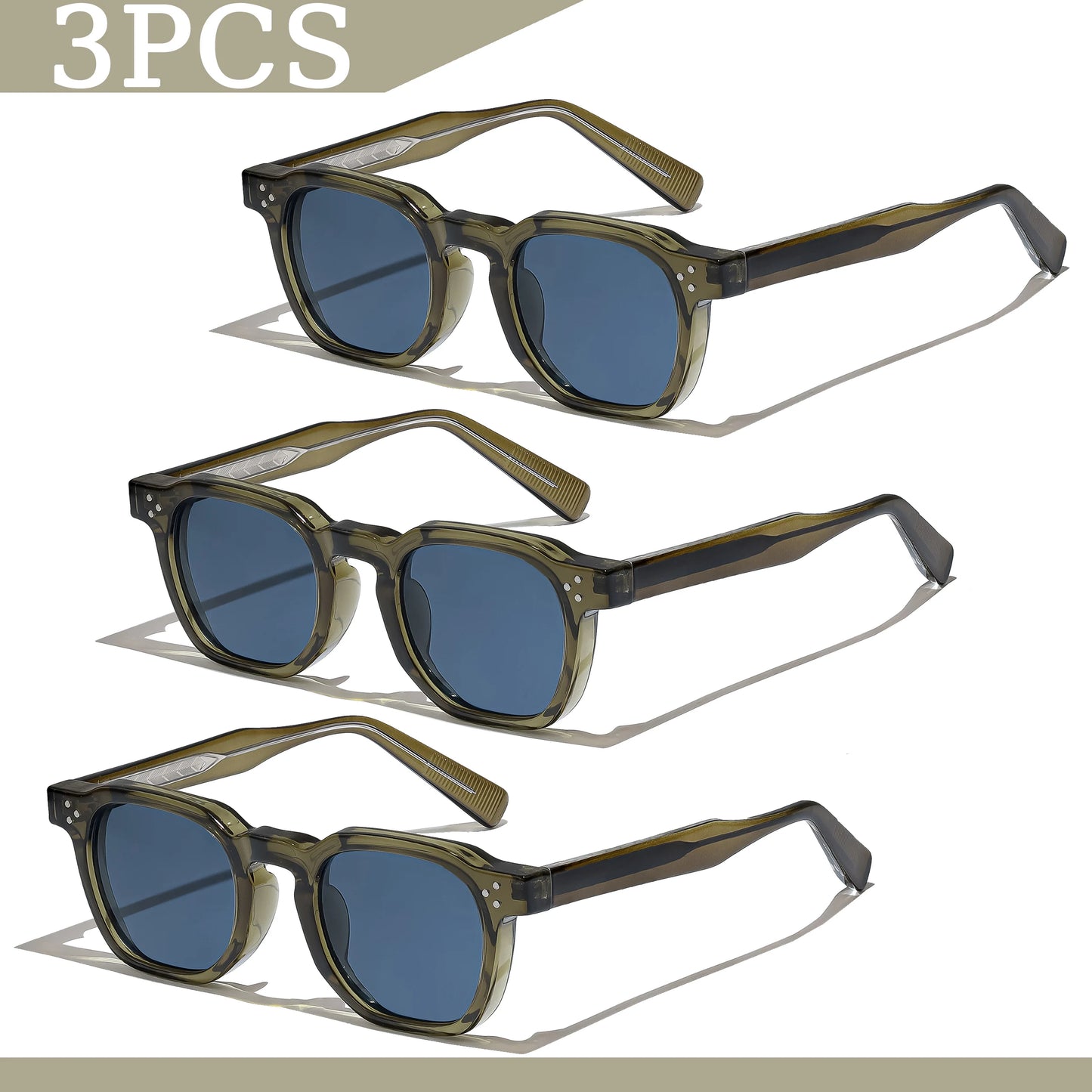 Lunettes de soleil carrées rétro pour hommes — mode punk, femmes, voyage, UV400, lot 1/2/3 pièces