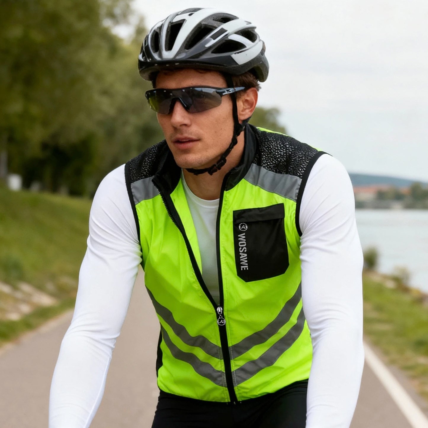 Gilets de cyclisme nuit sécurité pour hommes — sans manches, sport, VTT, vêtements vélo route