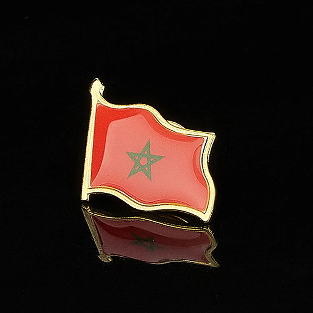 Pin de solapa de epoxi, Bandera Nacional del Reino de Marruecos, insignia/broche para bolso de traje oficial, accesorios para sombrero
