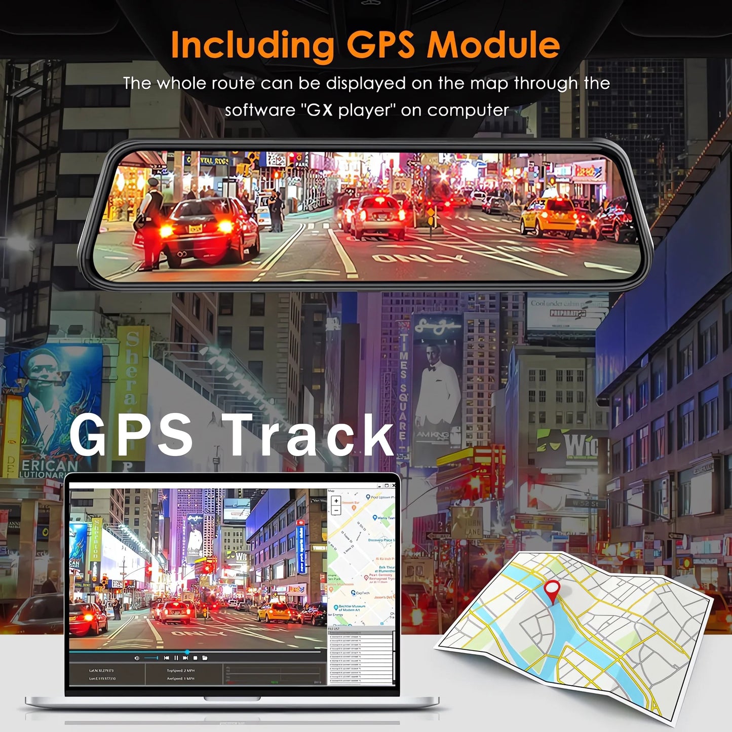 Dashcam Rétroviseur 4K 10" GPS WiFi — Double Lentille IPS Enregistreur Flux