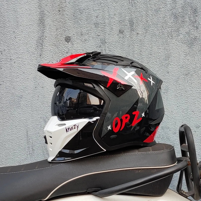 Casque Moto Vintage Demi-Casque Style Guerrier — Cruising Noir Homme Femme