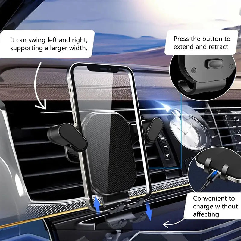 Nuevo soporte de teléfono de coche por gravedad, Clip de ventilación, soporte de teléfono móvil, soporte GPS para Smartphone, teléfono móvil iPhone