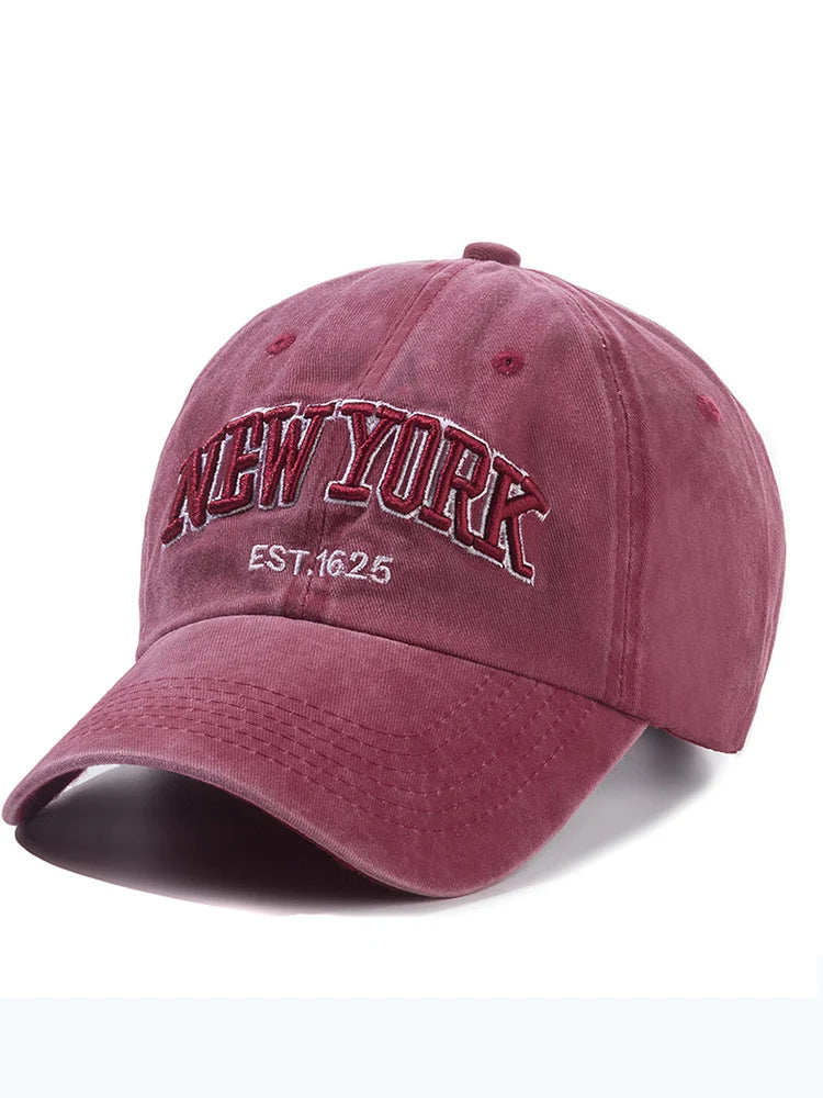 New York Distressed Cotton Cap for Men and Women, Snapback Caps, Baseball Caps, Sun Protection, CasAdvantages, Dad Hat, Outdoor Cap, 2024