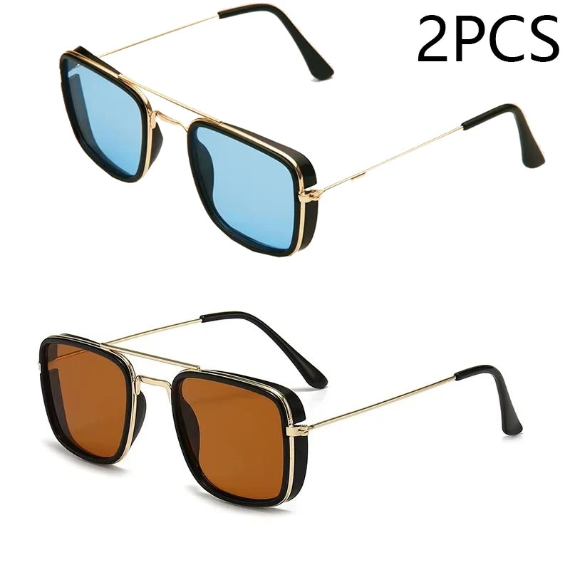 Lunettes de soleil rétro à petite monture carrée en métal, lunettes de protection UV, version coréenne, mode européenne et américaine