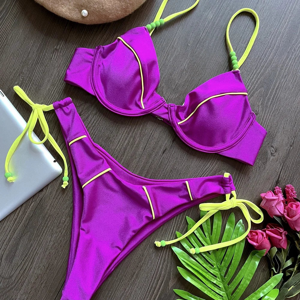 RUOTONGSEPT nouveau Sexy Push up Bikini ensemble maillot de bain femmes taille basse maillots de bain pour femme deux pièces maillots de bain 2023 maillot de bain