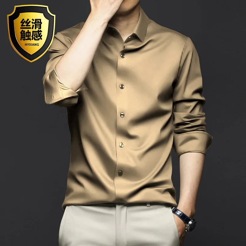 Men's Long Sleeve Shirt, Wrinkle-Resistant Business Attire, Non-Iron, Premium Casual Professional Suit, White Shirt, S-5XL