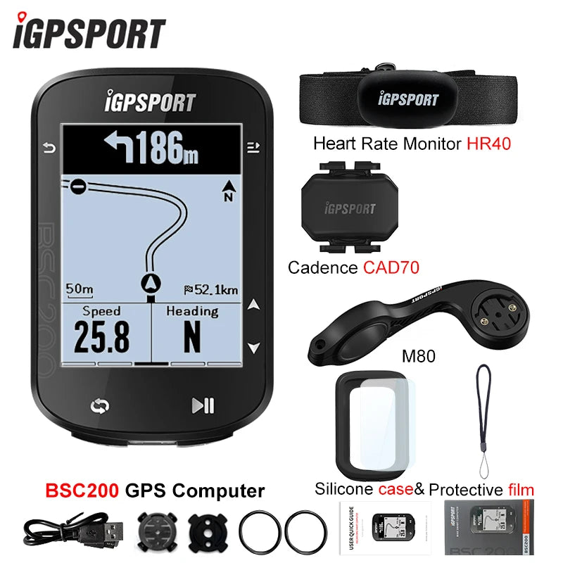 IGPSPORT BSC200 GPS Cycle Bike Computer Wireless Digital Bicycle Speedometer ANT+ Route Navigation Stopwatch Cycling Odometer