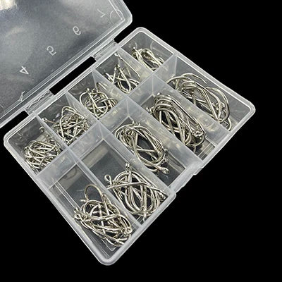 100 Pcs Size 3-12# Ringed Eye Hooks, High Carbon Steel Circle Fishing Hook, Single Jig Hook, Tackle