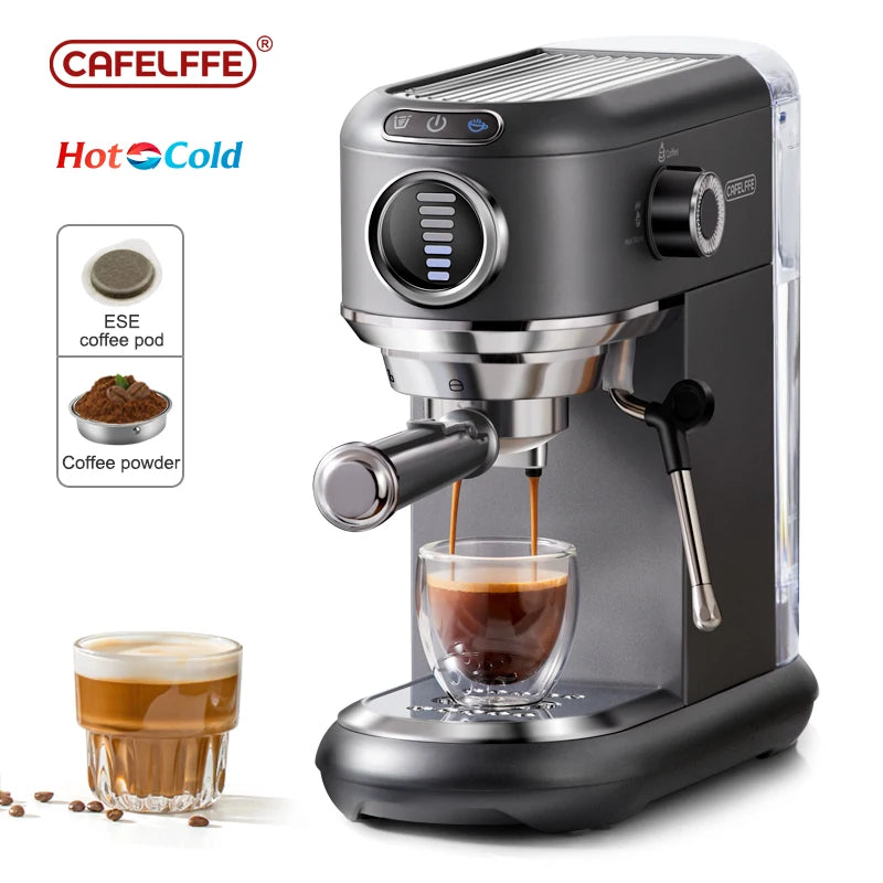 Machine à expresso pour cappuccino semi-automatique en acier inoxydable — dosette ESE, vapeur, chaud et froid