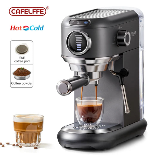 Machine à expresso pour cappuccino semi-automatique en acier inoxydable — dosette ESE, vapeur, chaud et froid
