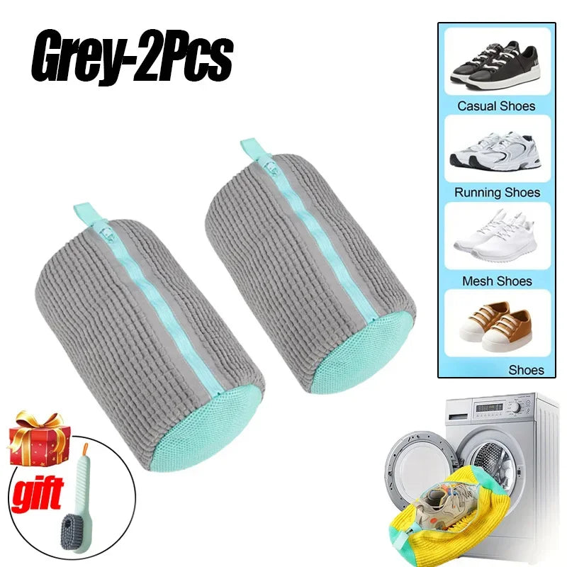 Sacs à linge, sac pour Machine à laver les chaussures, avec fermeture éclair, avec riche peluches à l'intérieur, parfait pour les baskets et les chaussures décontractées