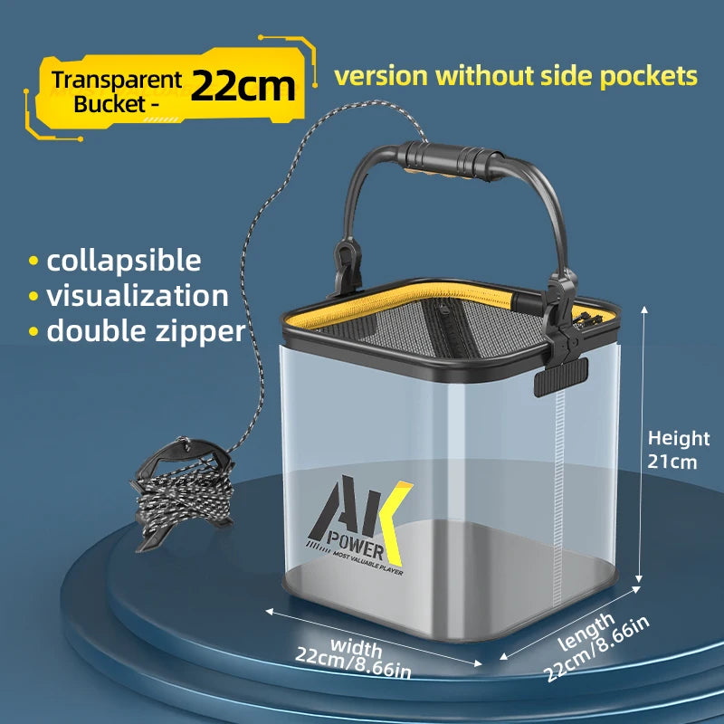 YUZHIYUAN seau de pêche Transparent pliable multifonctionnel conteneur de poisson vivant seau de Protection du poisson
