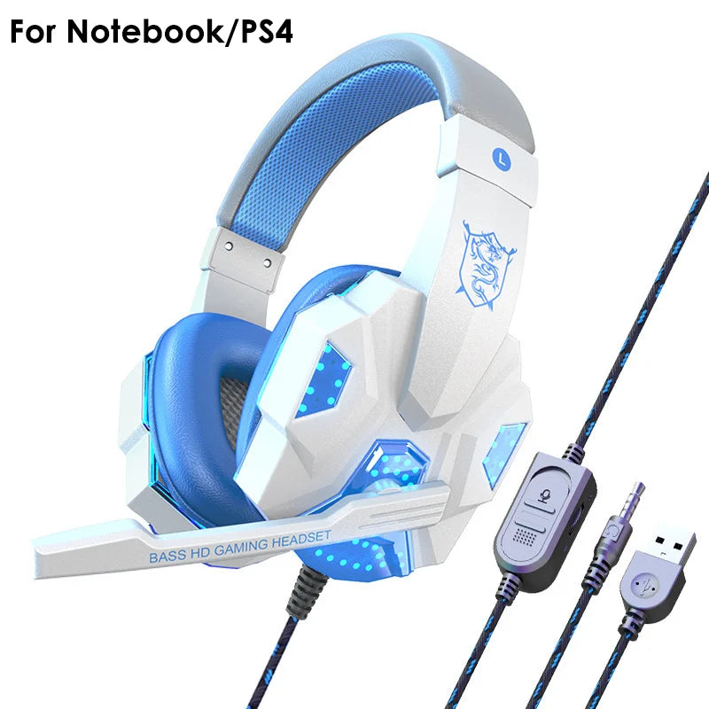 Casque gaming basse avec micro — supra-auriculaire, stéréo, suppression de bruit, PC, téléphone, jeu vidéo (v2)