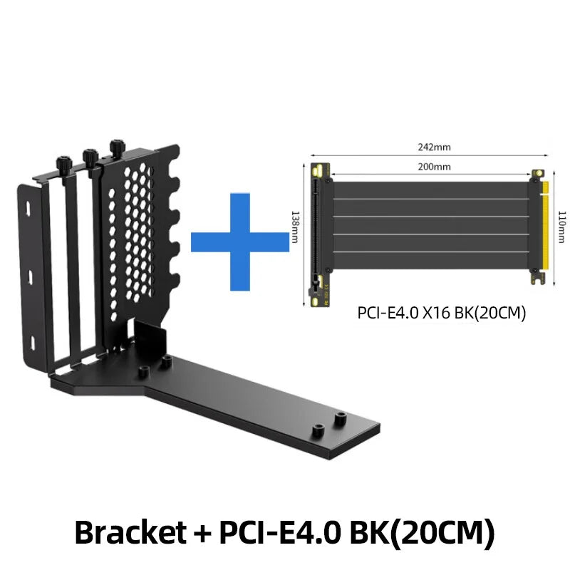 Teucer support de montage GPU Vertical support de carte graphique PC PCI-E 3.0/4.0x16 Anti-interférence Flexible 90 °   Câble d'extension