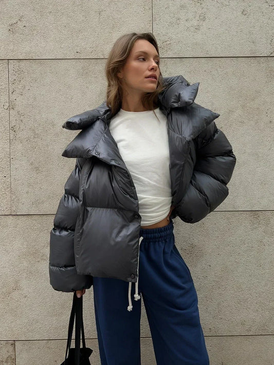 Doudoune femme hiver Parka ample — coton matelassé, style vintage, vêtements d'extérieur, bureau