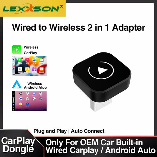 Dongle CarPlay inalámbrico 2 en 1, adaptador automático Android inalámbrico, caja inteligente AI, sistemas inteligentes para coche con CarPlay con cable
