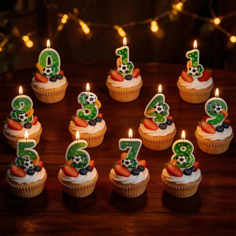 Bougies Gâteau Anniversaire Ballon Football Chiffres 0–9 — Décoration Fête Thème Sport
