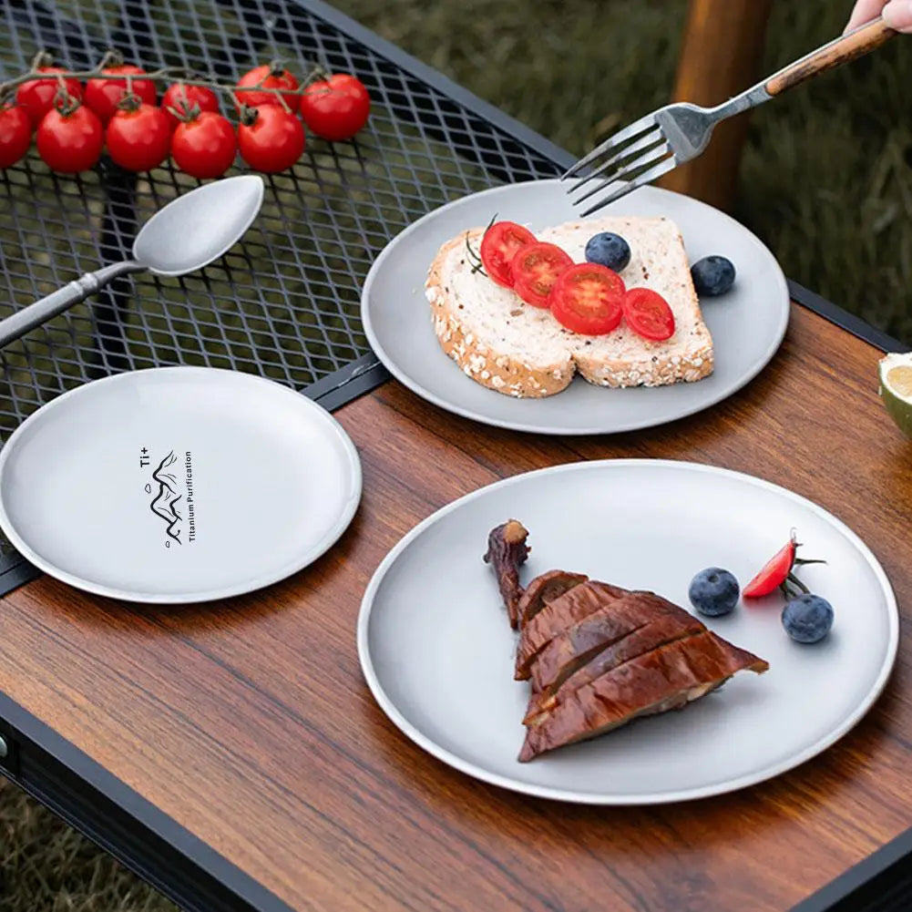 Camping Plaque de camping ultra légère en titane |   Vaisselle de salle à manger extérieure empilable |   Pour sac à dos randonnée pique-nique barbecue