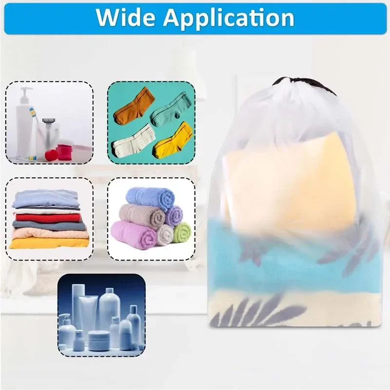 Portable Shoe Storage Bag, wstring Sundries Storage Bag for SunOfficiTravel, Makeup Bag, Waterproof Transparent Plastic Storage Bag, 5pcs, 10pcs