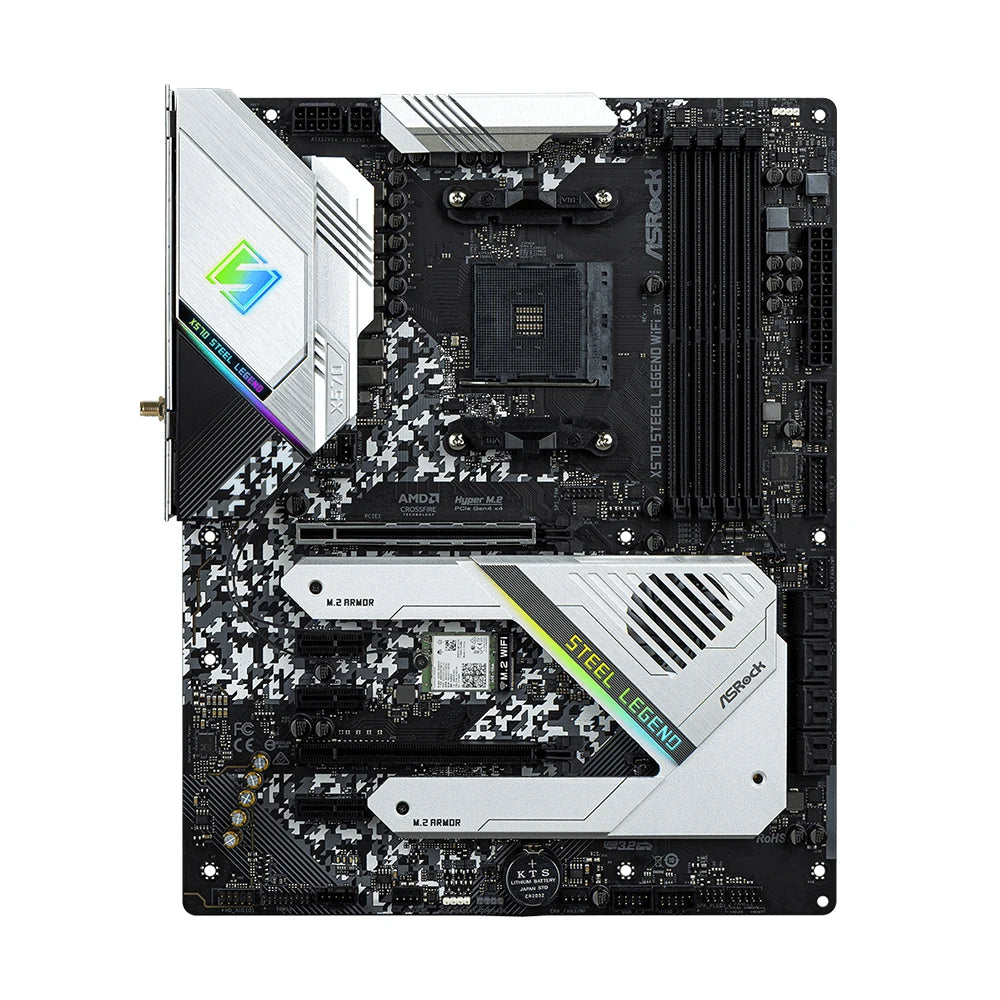 Carte mère ASRock X570 STEEL LEGEND WIFI AX prenant en charge les processeurs 5500 5600 5600X 5700X 5700x3D 5800x3D, 4xDDR4 128 Go, AMD AM4, HDMI, ATX