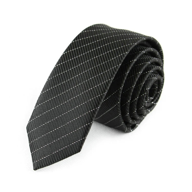 Cravate slim 5cm pour hommes — polyester, rayé, points, solide, Jacquard, affaires, fête
