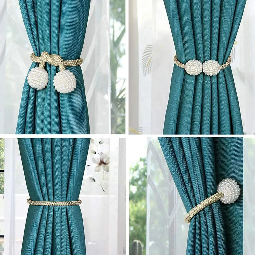 2/4 piezas, perlas magnéticas, clips para cortinas, alzapaños, hebillas, ganchos para colgar, bolas de hebilla, accesorios decorativos para cortinas.